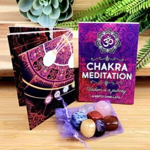 Chakra Meditation Set with crystals by Alberto Zanellato - Instruction Book board and crystals