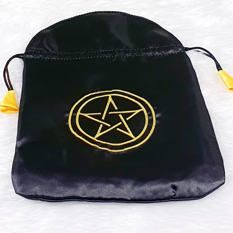 Black and Yellow Pentacle Satin Tarot Bag - Gypsy Moon