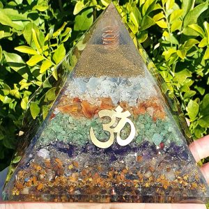 Orgone Pyramid XL: Moonstone, Citrine, Aventurine, Amethyst, Quartz, Tiger Eye