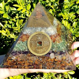 Orgone Pyramid XL: Moonstone, Citrine, Aventurine, Amethyst, Quartz, Tiger Eye