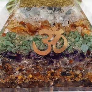 Orgone Pyramid XL: Moonstone, Citrine, Aventurine, Amethyst, Quartz, Tiger Eye