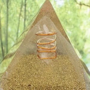 Orgone Pyramid XL: Moonstone, Citrine, Aventurine, Amethyst, Quartz, Tiger Eye