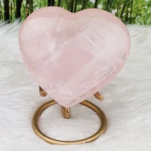 Lovely Rose Quartz Heart and Stand