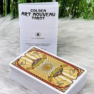 Golden Art Nouveau Tarot Mini Deck by Lunaea Weatherstone Deck and Guidebook