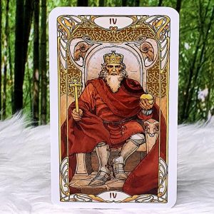 Golden Art Nouveau Tarot Mini Deck by Lunaea Weatherstone The Emperor