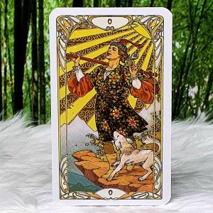 Golden Art Nouveau Tarot Mini Deck by Lunaea Weatherstone The Fool