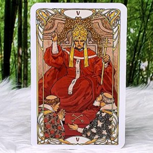 Golden Art Nouveau Tarot Mini Deck by Lunaea Weatherstone The Hierophant