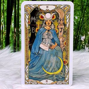 Golden Art Nouveau Tarot Mini Deck by Lunaea Weatherstone The High Priestess