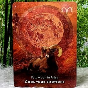 Moonology Manifestation Oracle Cards by Yasmin Boland Full Moon in Aries Cool your emotions