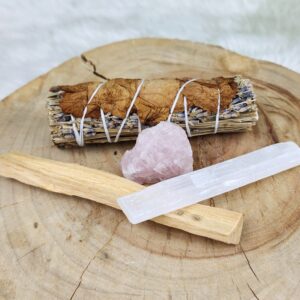 Natural Smudge Kits for Spiritual Practice - Lavender Stick with Rose Quartz