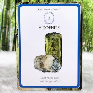 Raise Your Vibes Crystal Cards by Athena Bahri - Hiddenite - Just for today I will be grateful