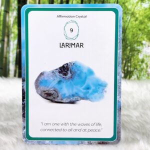 Raise Your Vibes Crystal Cards by Athena Bahri - Larimar - I am one with the waves of life connected to all and at peace