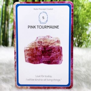 Raise Your Vibes Crystal Cards by Athena Bahri - Pink Tourmaline - Just for today I will be kind to all living things