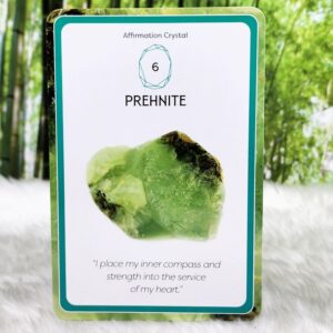 Raise Your Vibes Crystal Cards by Athena Bahri - Prehnite - I place my inner compass and strength into the service of my heart