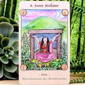 Norse Goddess Rune Oracle Cards by Rebecca Joy Stark - Miscommunication lies misunderstanding