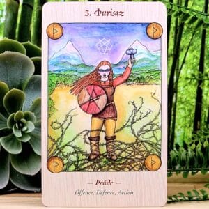 Norse Goddess Rune Oracle Cards by Rebecca Joy Stark - Offence defence action