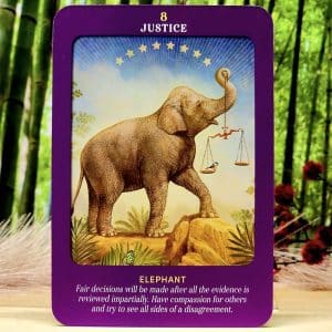 Animal Guides Tarot Cards by Radleigh Valentine - Justice - Elephant