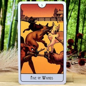 This Might Hurt Tarot Deck by Isabella Rotman - Five of Wands