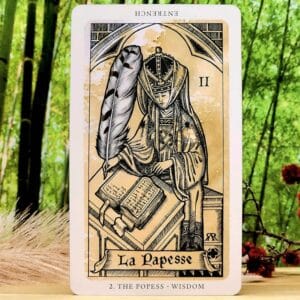 The Medieval Feathers Tarot Cards by Jay R Rivera - The Popess - Wisdom