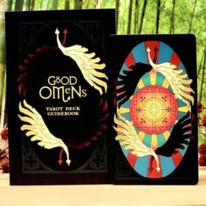 Good Omens Tarot Deck and Guidebook by Minerva Siegel - Guidebook and back of cards