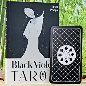 Black Violet Tarot Cards by Heidi Phelps - Guidebook and back of cards