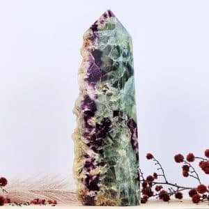 Rainbow Fluorite with Raw Edge, Sugar Druzes & Rainbows - Front Face