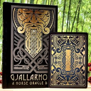 Gjallarhorn A Norse Oracle Deck By Matt Hughes - Guidebook and back of cards