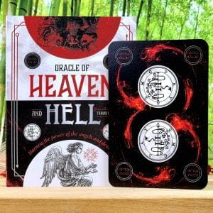 Oracle of Heaven and Hell by Travis McHenry - Guidebook and back of cards