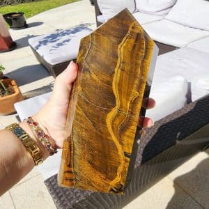 Yellow Tiger Eye Obelisk outside view