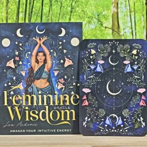 Feminine Wisdom Oracle Cards by Lea Androic - guidebook and back of cards