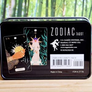 Zodiac Tarot Pocket Edition in a Tin by Cecilia Lattari - Back of tin