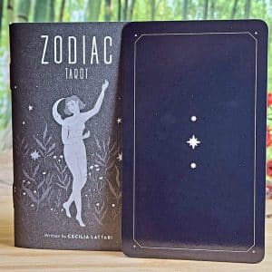 Zodiac Tarot Pocket Edition in a Tin by Cecilia Lattari - guidebook and back of cards