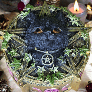 Celtic Cat Potion Box - top view on an altar