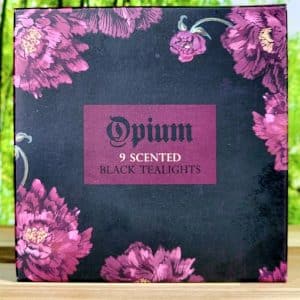 Opium Scented Black Tealights - Close-up of the box