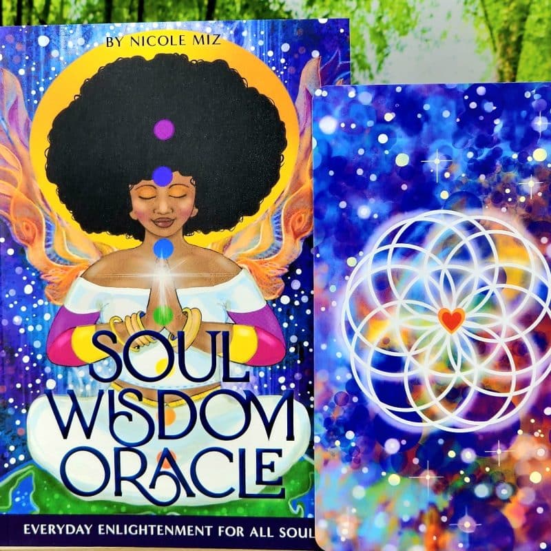 Soul Wisdom Oracle Cards by Nicole Miz - Guidebook and back of cards