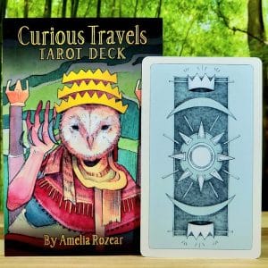 Curious Travels Tarot Cards by Amelia Rozear - Guidebook and back of cards