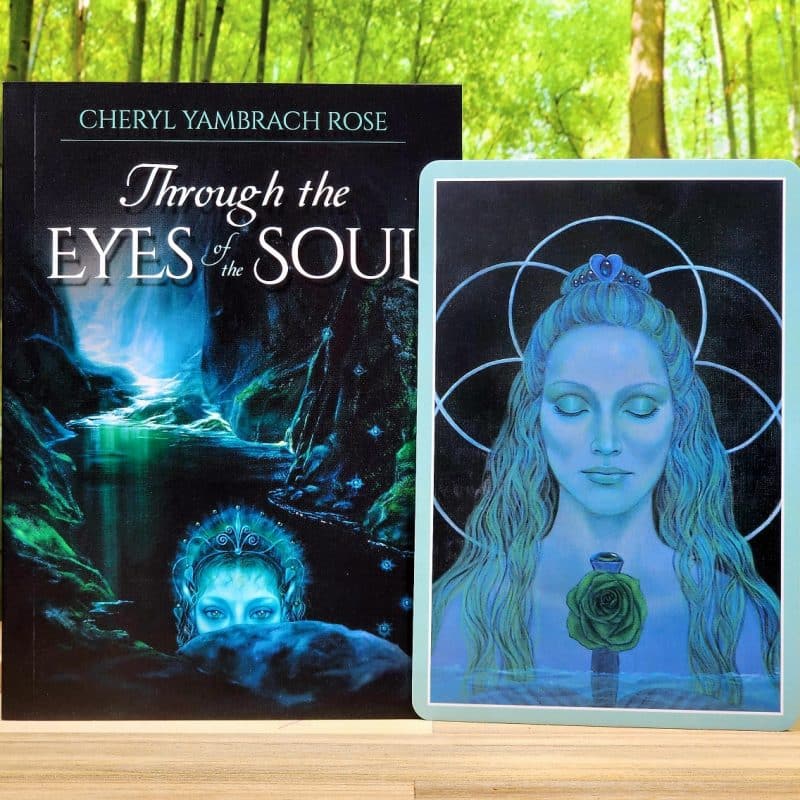 Through the Eyes of the Soul Oracle by Cheryl Yambrach Rose - Guidebook and back of cards